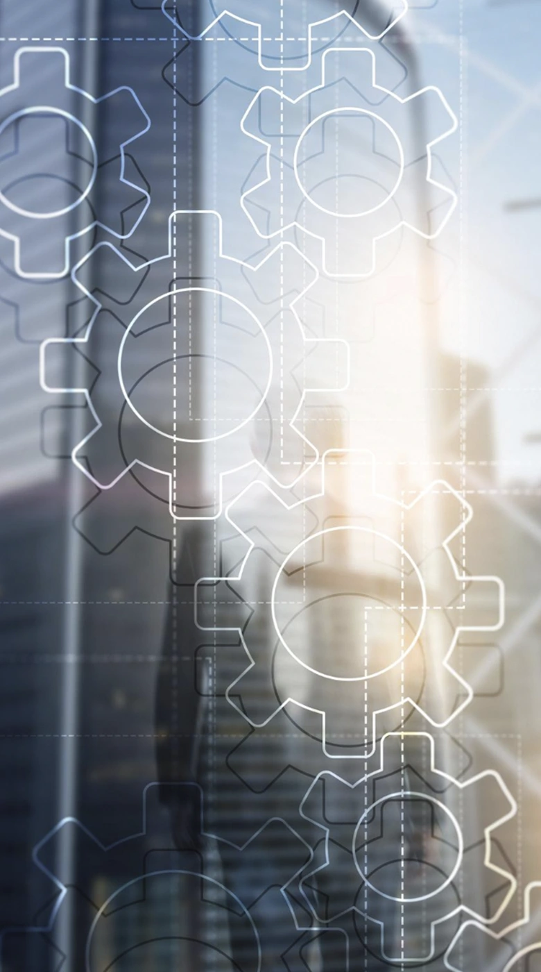 imagen con silueta de engranajes conectados
