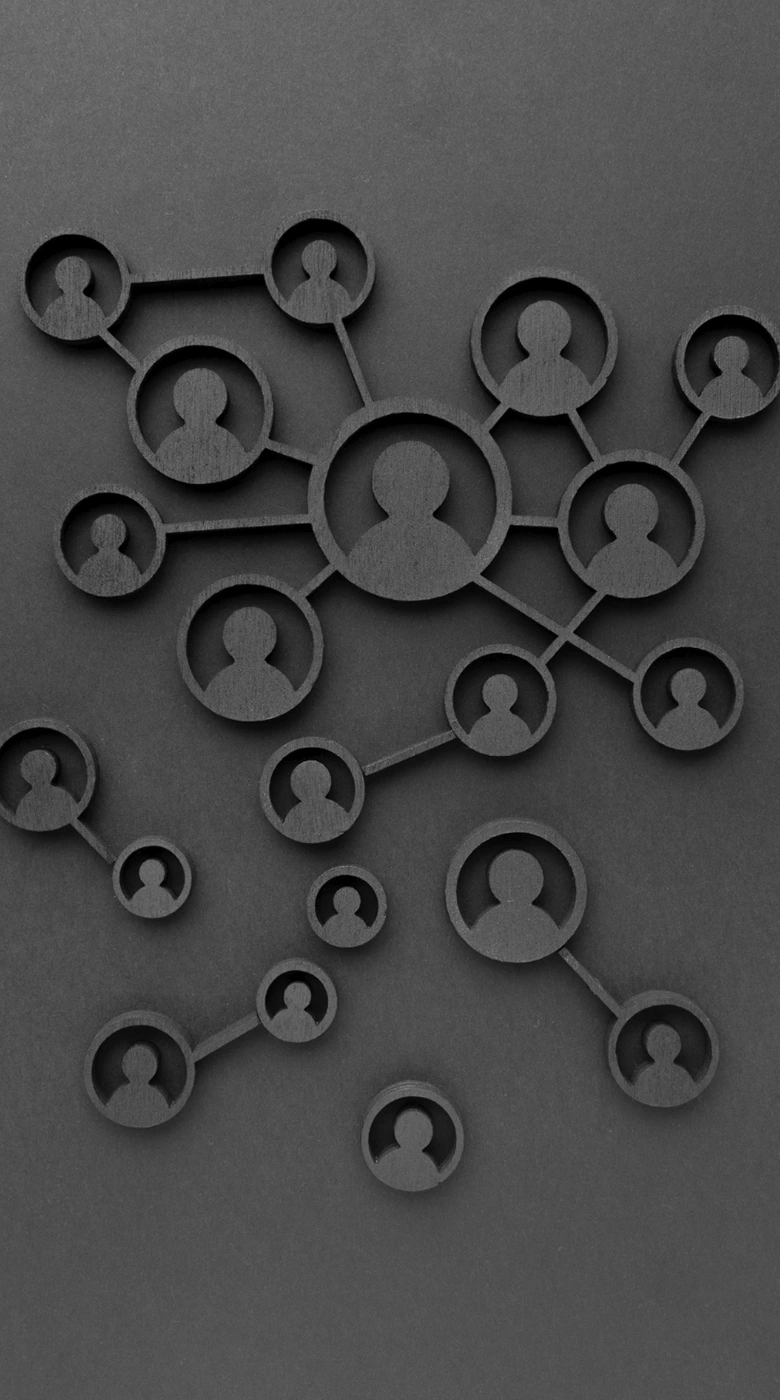 diagrama de árbol de iconos de personas entrelazadas entre sí